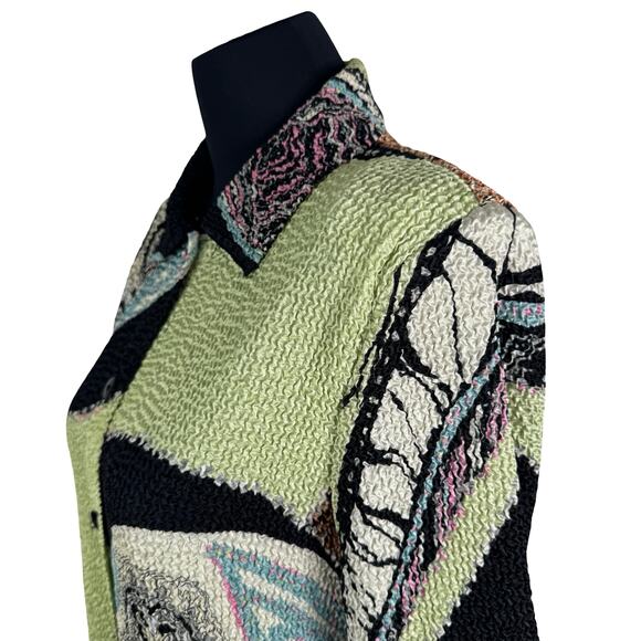 Y2K Crinkle Texture: Bala Bala Abstract Popcorn Knit Jacket (Size Large) - Picture 3 of 13